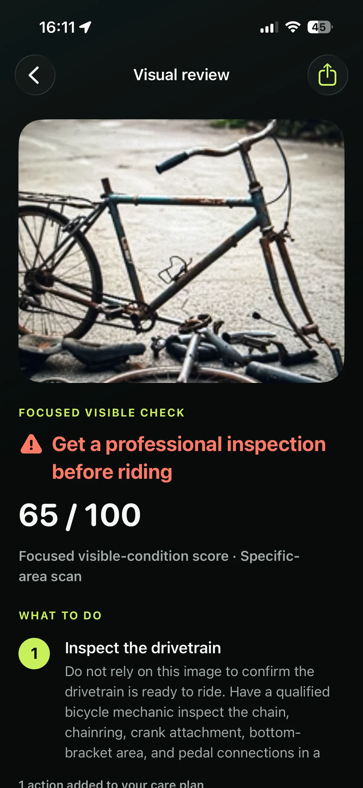 VeloCare visual review screen